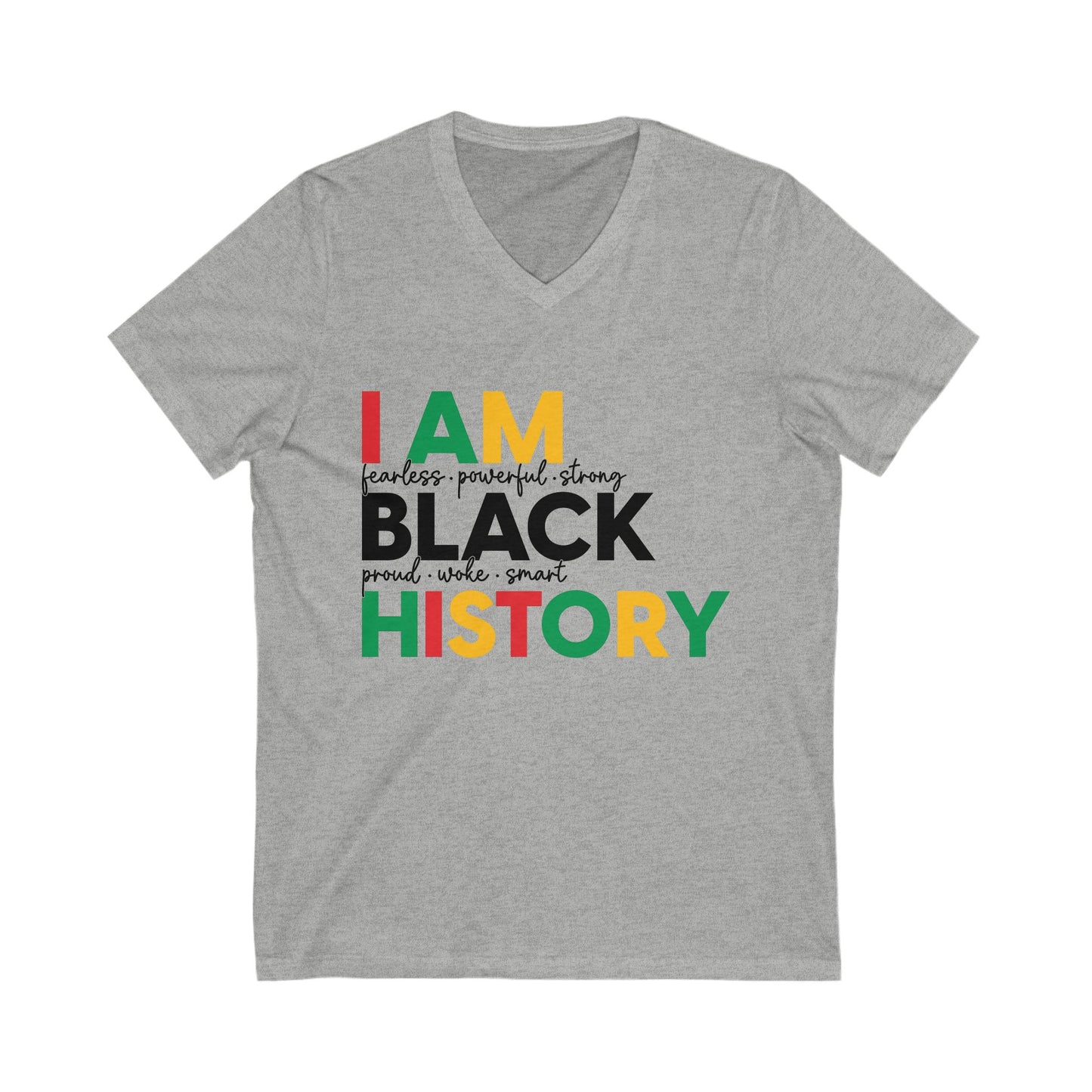 Unisex V-Neck Tee - "I AM BLACK HISTORY" Inspirational Shirt