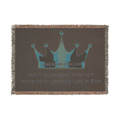 Inspirational Woven Blanket with Crown Design - "You Were Designed to Thrive"