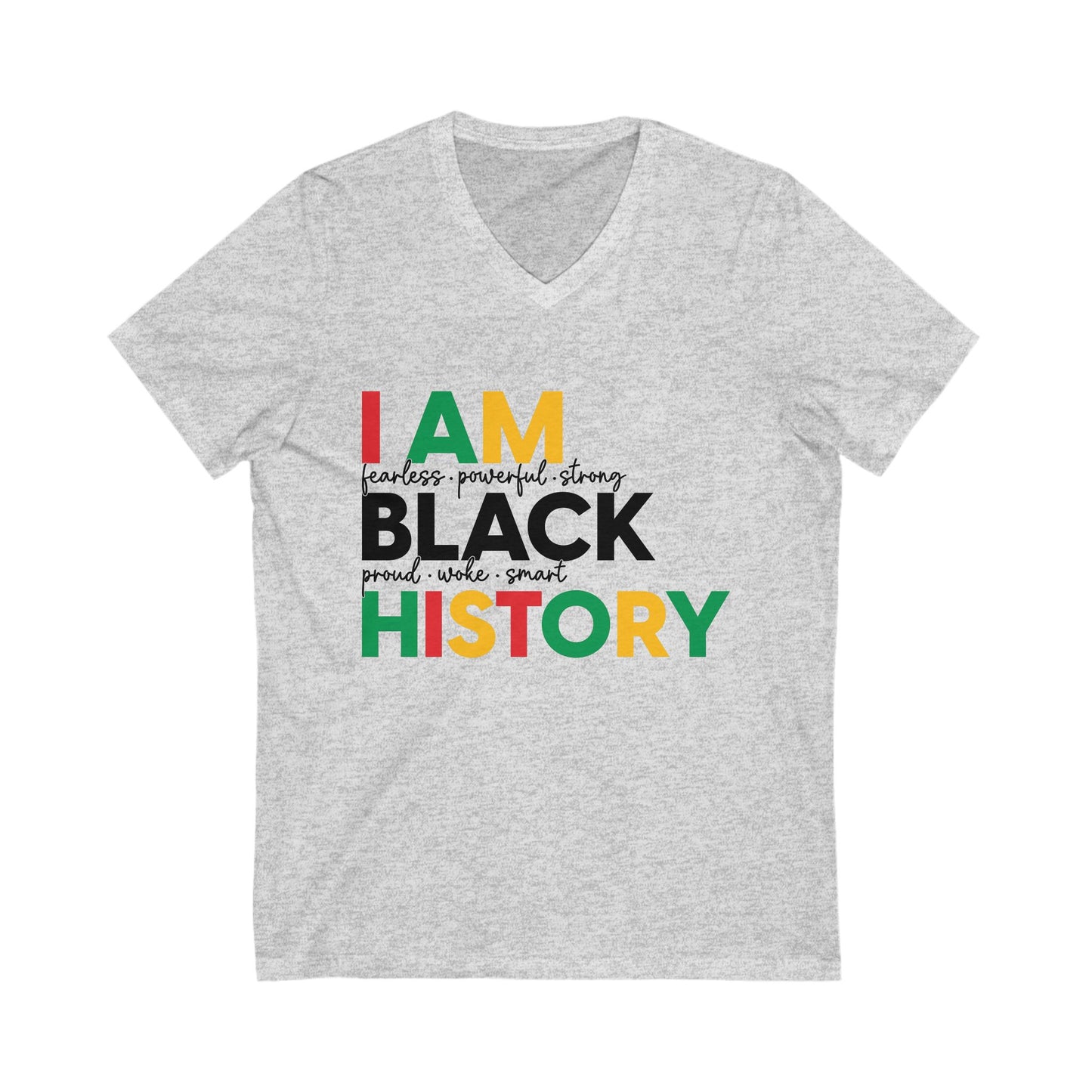 Unisex V-Neck Tee - "I AM BLACK HISTORY" Inspirational Shirt