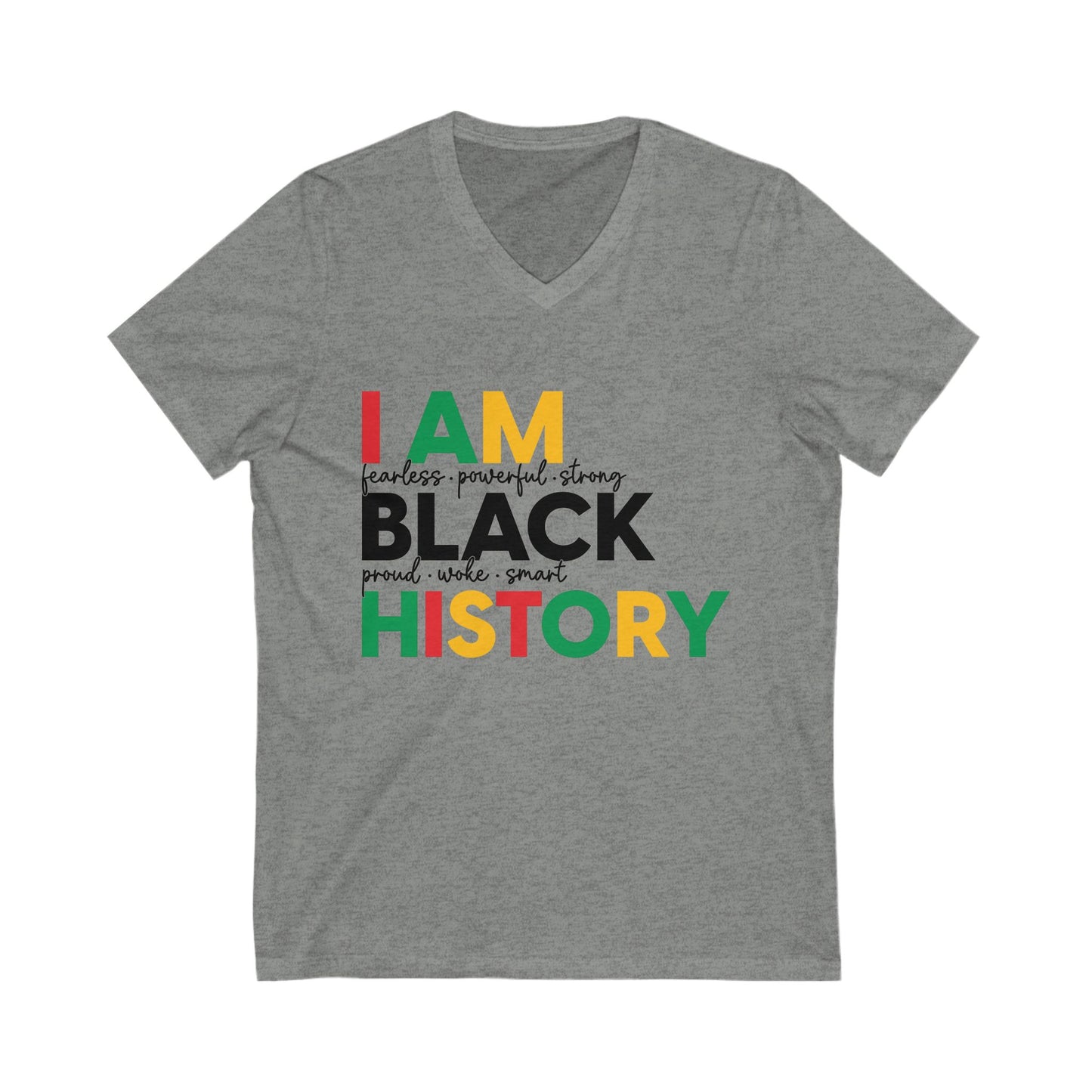 Unisex V-Neck Tee - "I AM BLACK HISTORY" Inspirational Shirt