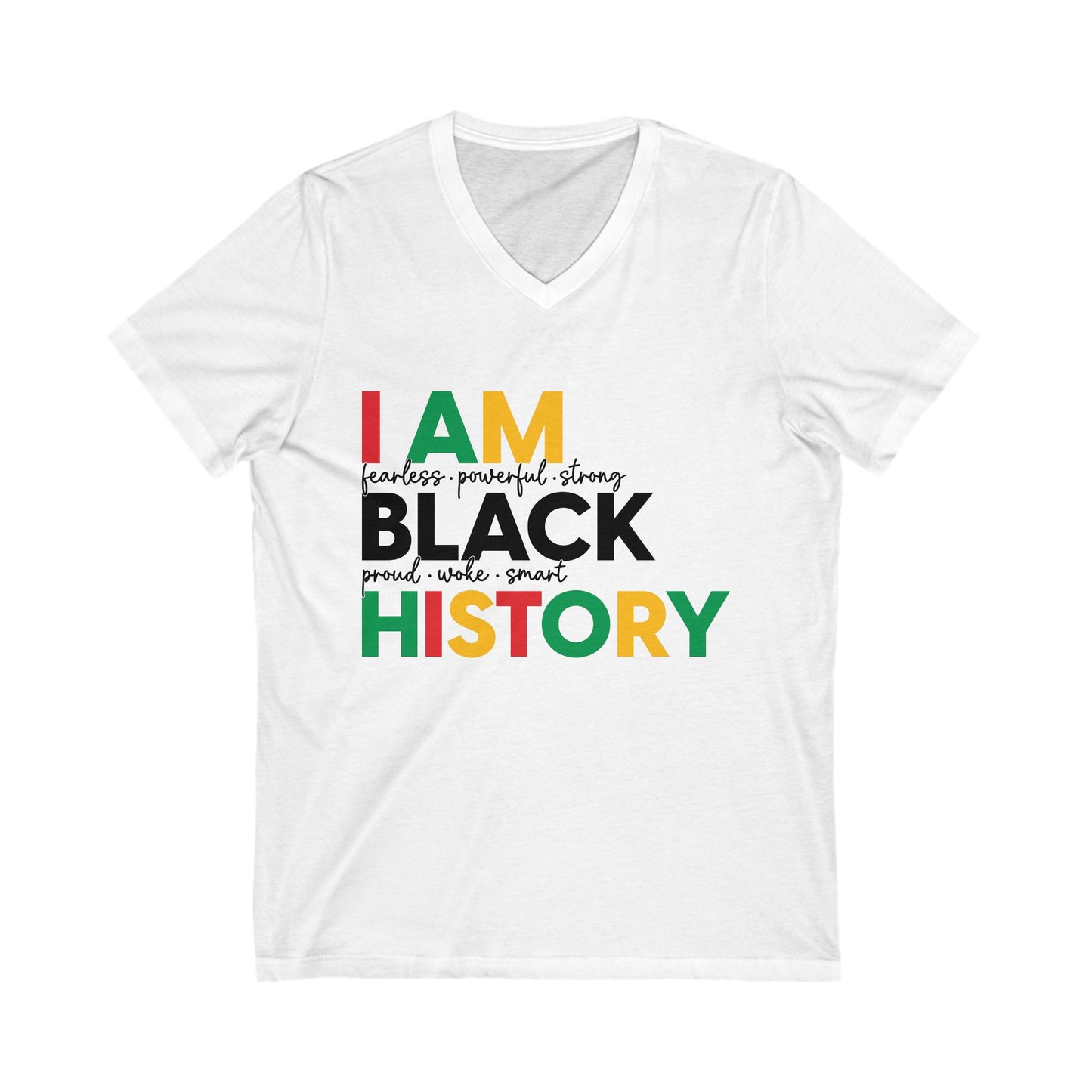 Unisex V-Neck Tee - "I AM BLACK HISTORY" Inspirational Shirt