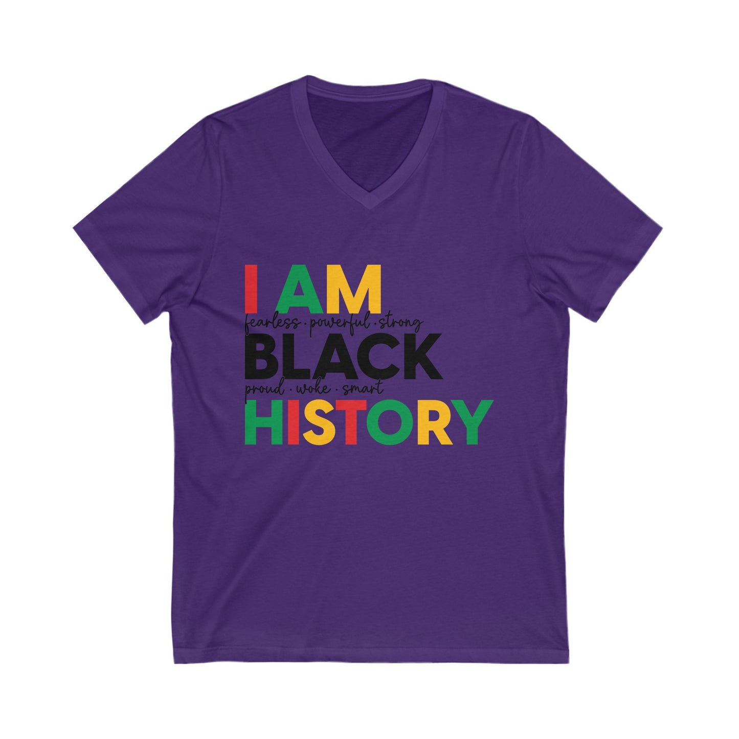 Unisex V-Neck Tee - "I AM BLACK HISTORY" Inspirational Shirt