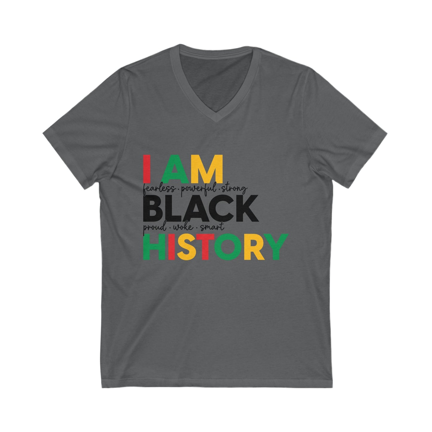 Unisex V-Neck Tee - "I AM BLACK HISTORY" Inspirational Shirt